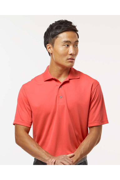 Paragon 100 Mens Saratoga Performance Mini Mesh Short Sleeve Polo Shirt Melon Model Front
