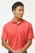 Paragon 100 Mens Saratoga Performance Moisture Wicking Mini Mesh Short Sleeve Polo Shirt Melon Model Front
