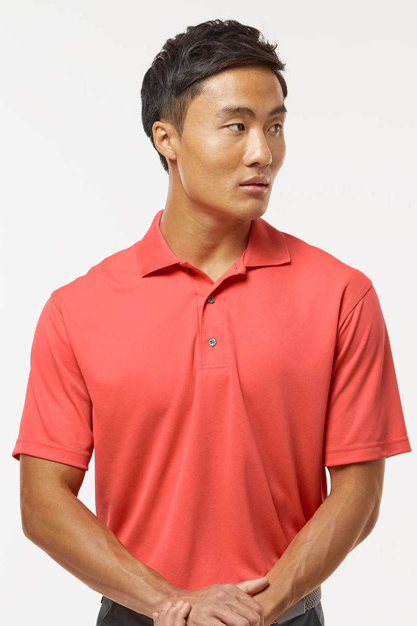 Paragon 100 Mens Saratoga Performance Moisture Wicking Mini Mesh Short Sleeve Polo Shirt Melon Model Front