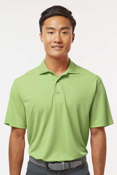 Paragon 100 Mens Saratoga Performance Moisture Wicking Mini Mesh Short Sleeve Polo Shirt Kiwi Green Model Front