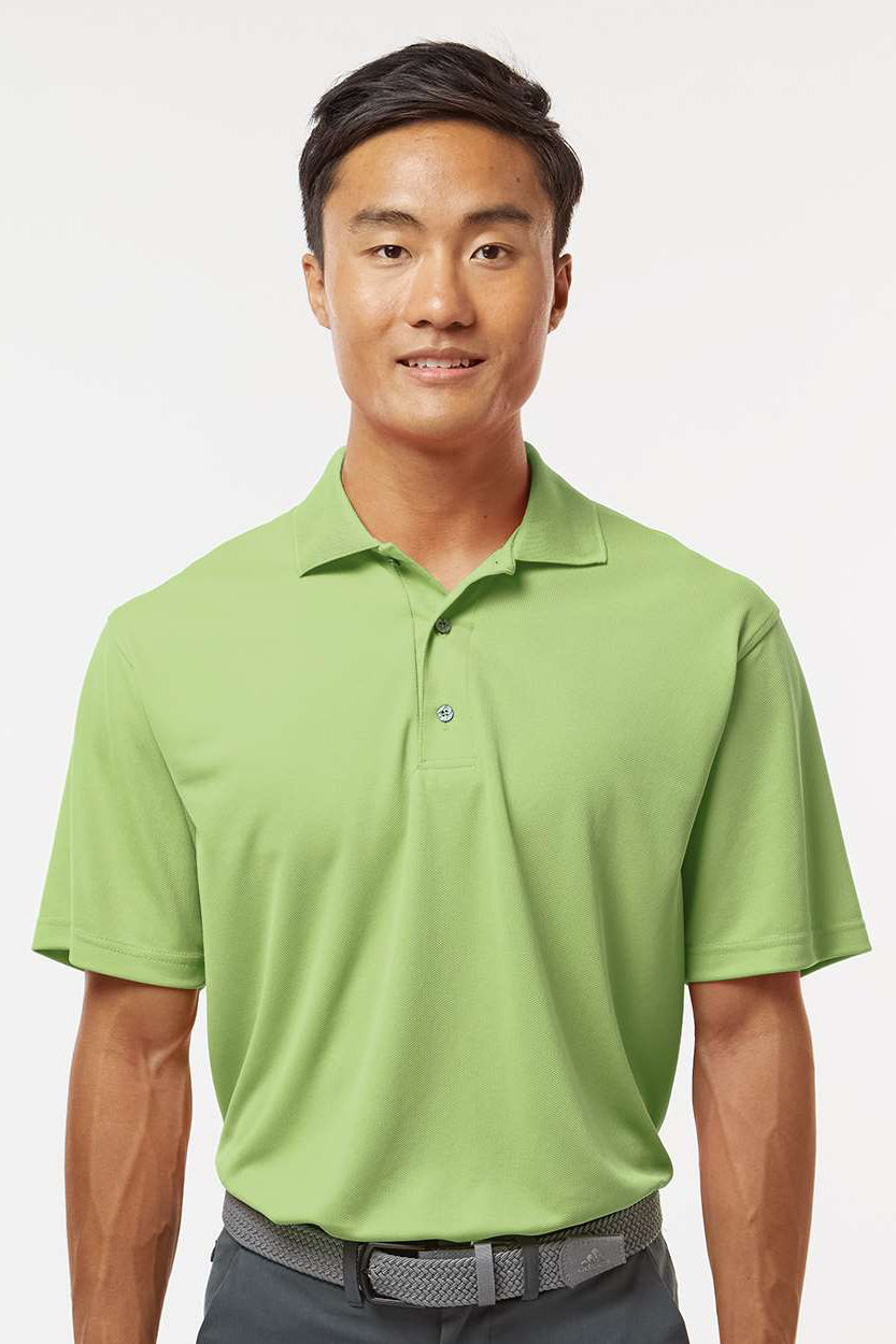 Paragon 100 Mens Saratoga Performance Moisture Wicking Mini Mesh Short Sleeve Polo Shirt Kiwi Green Model Front