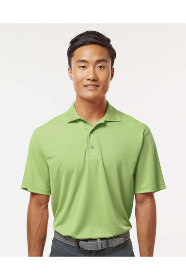 Paragon 100 Mens Saratoga Performance Mini Mesh Short Sleeve Polo Shirt Kiwi Green Model Front