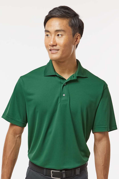 Paragon 100 Mens Saratoga Performance Moisture Wicking Mini Mesh Short Sleeve Polo Shirt Hunter Green Model Front