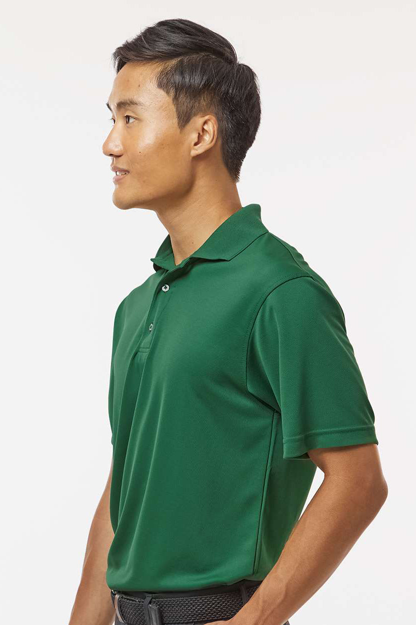Paragon 100 Mens Saratoga Performance Moisture Wicking Mini Mesh Short Sleeve Polo Shirt Hunter Green Model Side