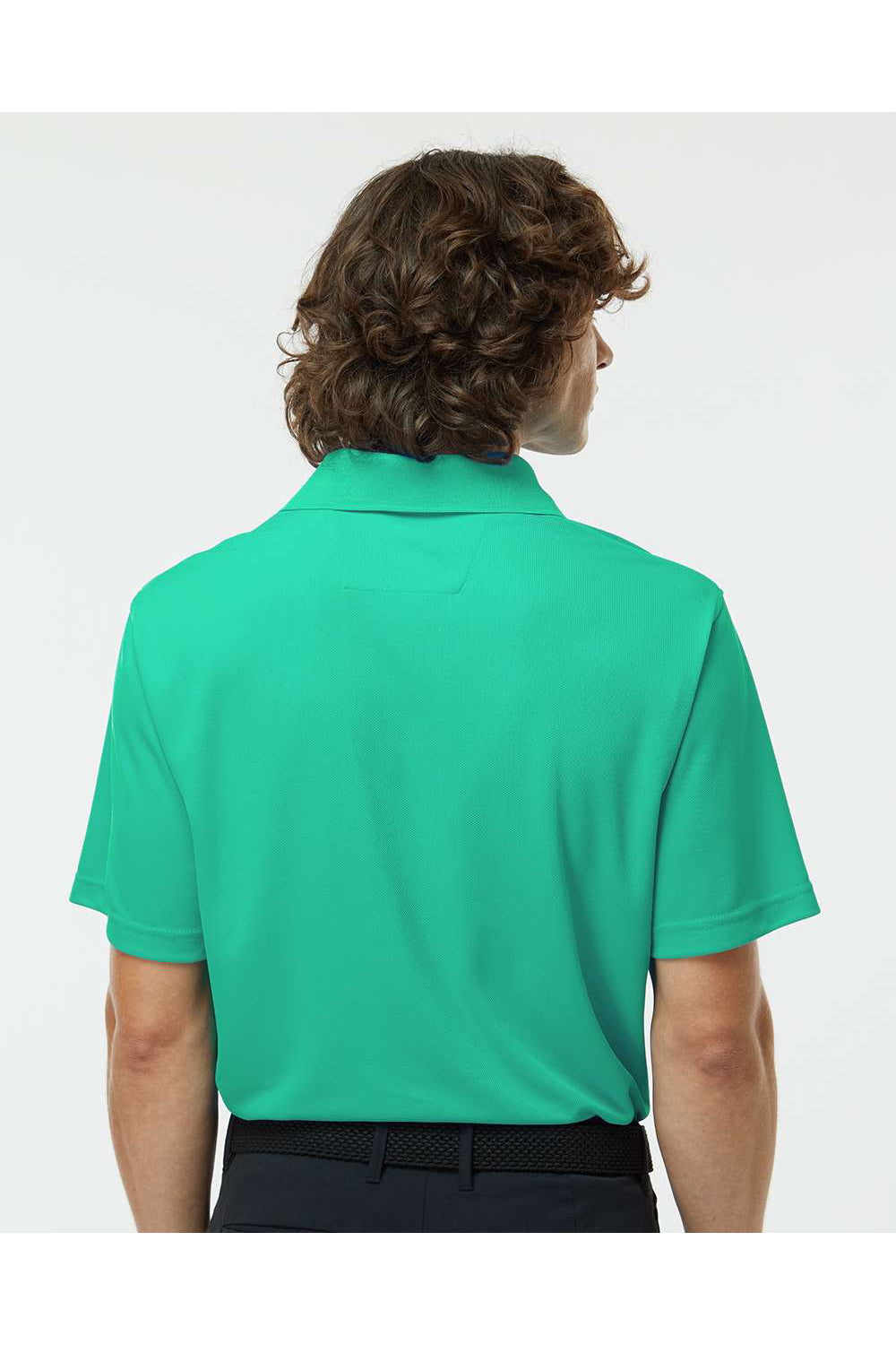 Paragon 100 Mens Saratoga Performance Mini Mesh Short Sleeve Polo Shirt Seagreen Model Back