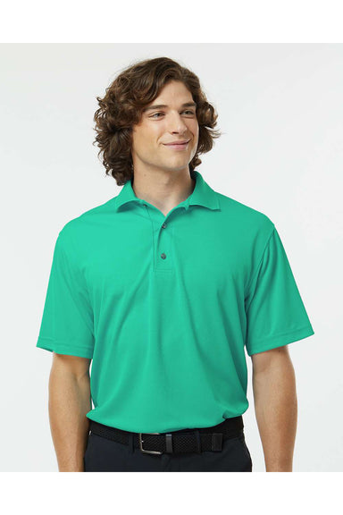 Paragon 100 Mens Saratoga Performance Mini Mesh Short Sleeve Polo Shirt Seagreen Model Front