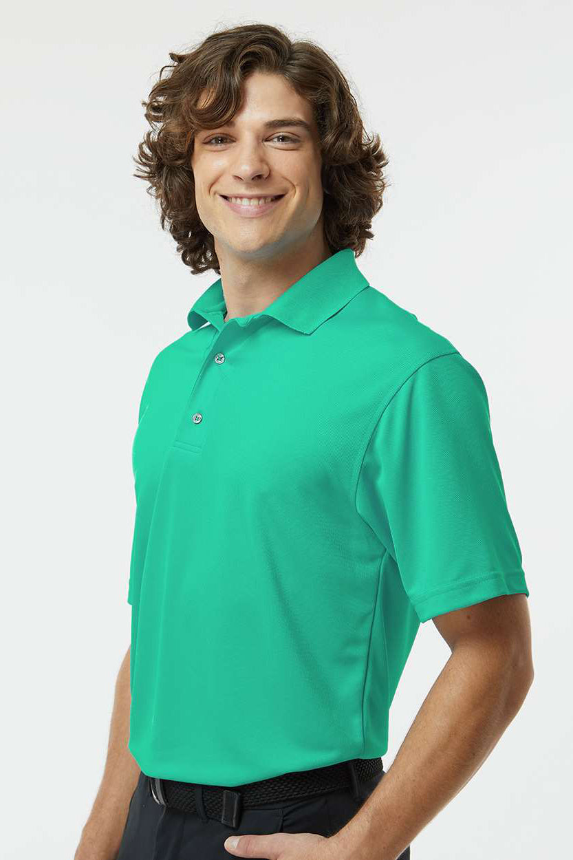 Paragon 100 Mens Saratoga Performance Moisture Wicking Mini Mesh Short Sleeve Polo Shirt Seagreen Model Side