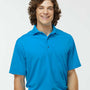 Paragon Mens Saratoga Performance Moisture Wicking Mini Mesh Short Sleeve Polo Shirt - Turquoise Blue - NEW