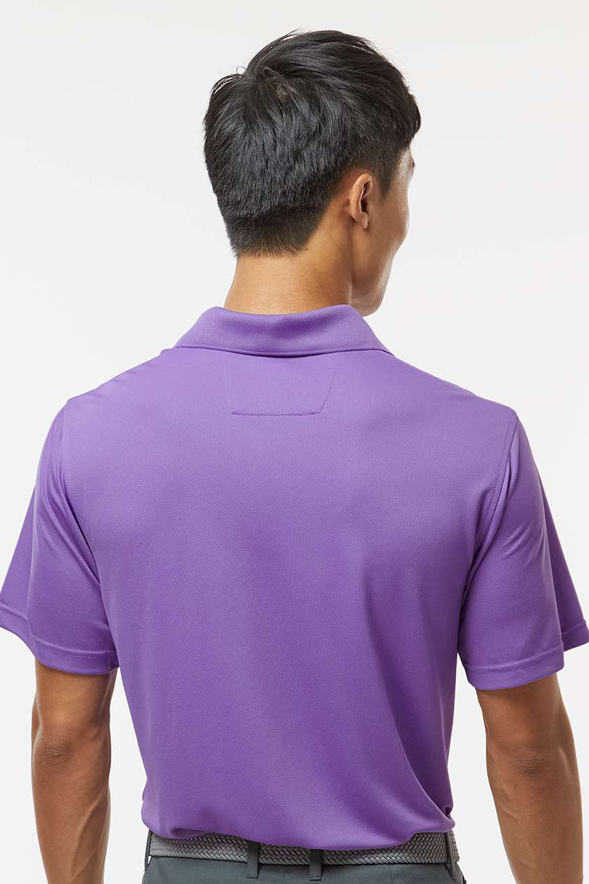 Paragon 100 Mens Saratoga Performance Moisture Wicking Mini Mesh Short Sleeve Polo Shirt Grape Purple Model Back