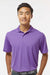 Paragon 100 Mens Saratoga Performance Moisture Wicking Mini Mesh Short Sleeve Polo Shirt Grape Purple Model Front