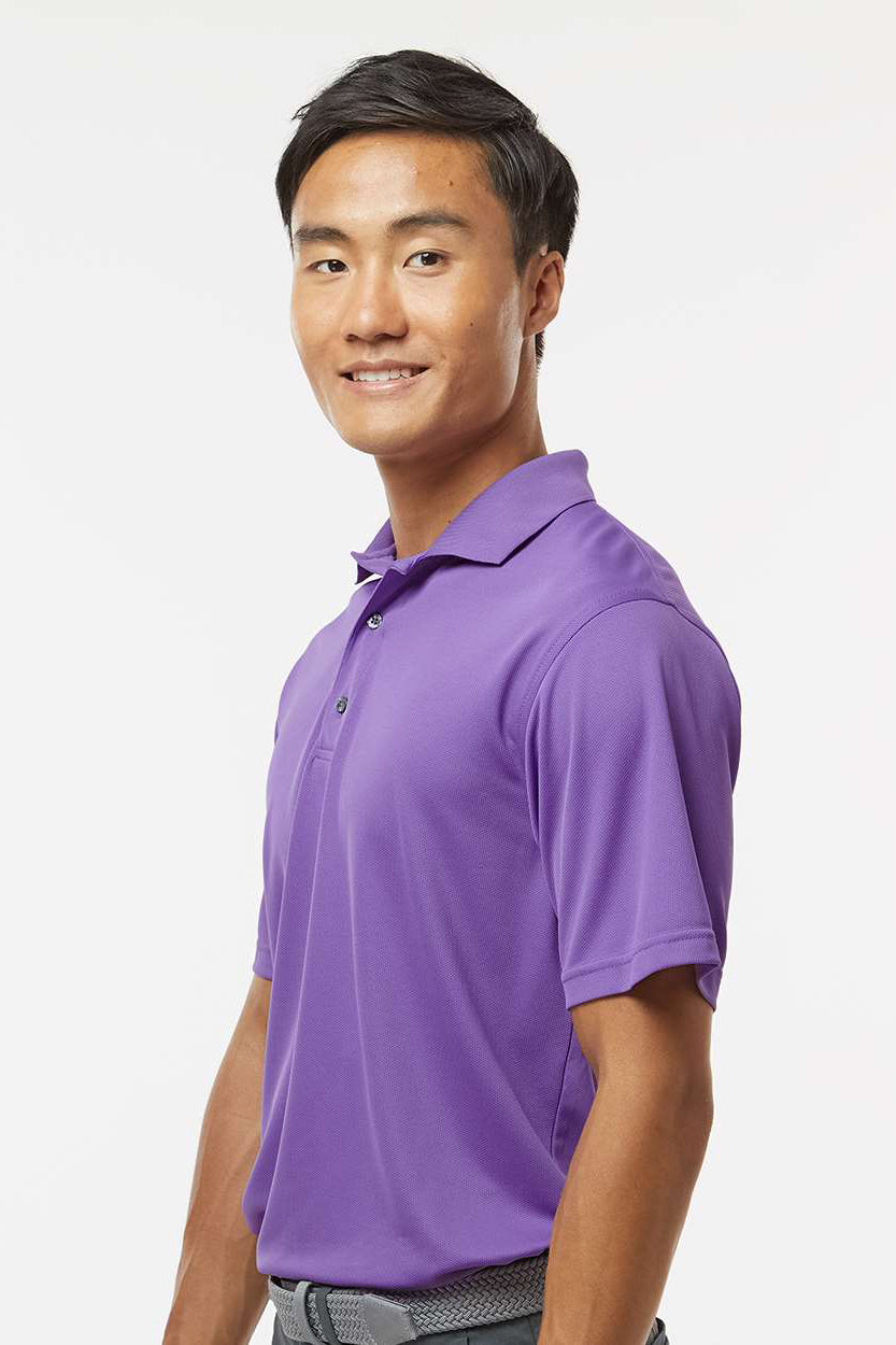 Paragon 100 Mens Saratoga Performance Moisture Wicking Mini Mesh Short Sleeve Polo Shirt Grape Purple Model Side