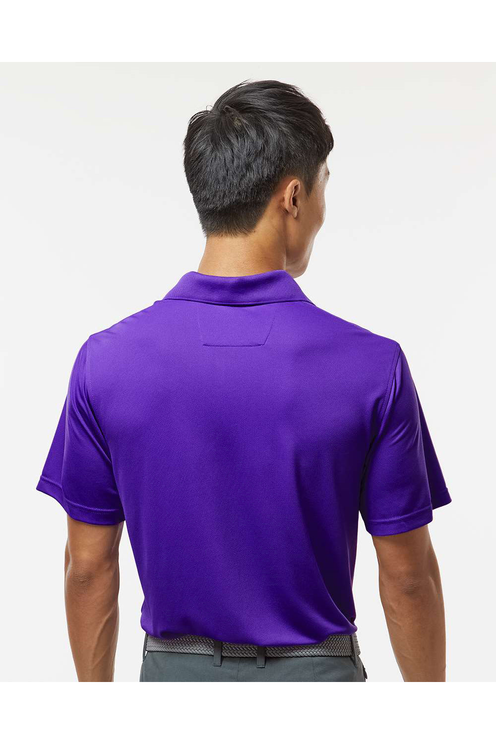 Paragon 100 Mens Saratoga Performance Mini Mesh Short Sleeve Polo Shirt Purple Model Back