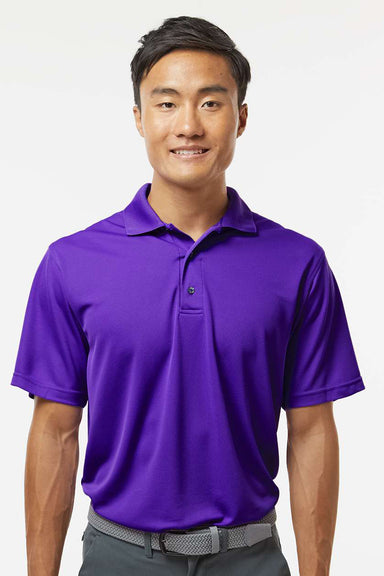 Paragon 100 Mens Saratoga Performance Moisture Wicking Mini Mesh Short Sleeve Polo Shirt Purple Model Front