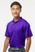 Paragon 100 Mens Saratoga Performance Moisture Wicking Mini Mesh Short Sleeve Polo Shirt Purple Model Side