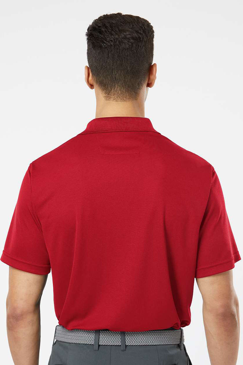 Paragon 100 Mens Saratoga Performance Moisture Wicking Mini Mesh Short Sleeve Polo Shirt Cardinal Red Model Back