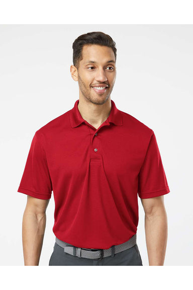 Paragon 100 Mens Saratoga Performance Mini Mesh Short Sleeve Polo Shirt Cardinal Red Model Front