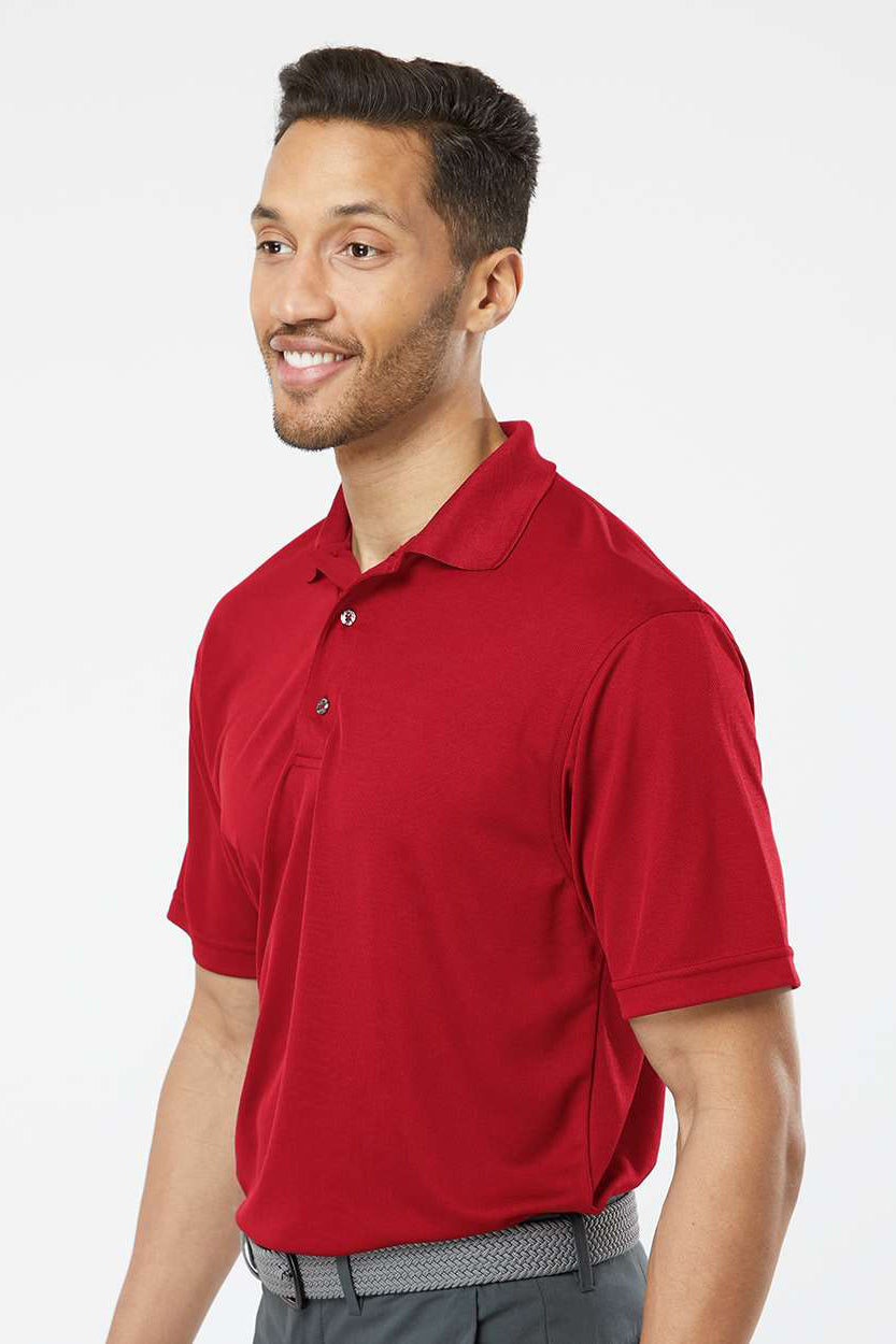 Paragon 100 Mens Saratoga Performance Moisture Wicking Mini Mesh Short Sleeve Polo Shirt Cardinal Red Model Side