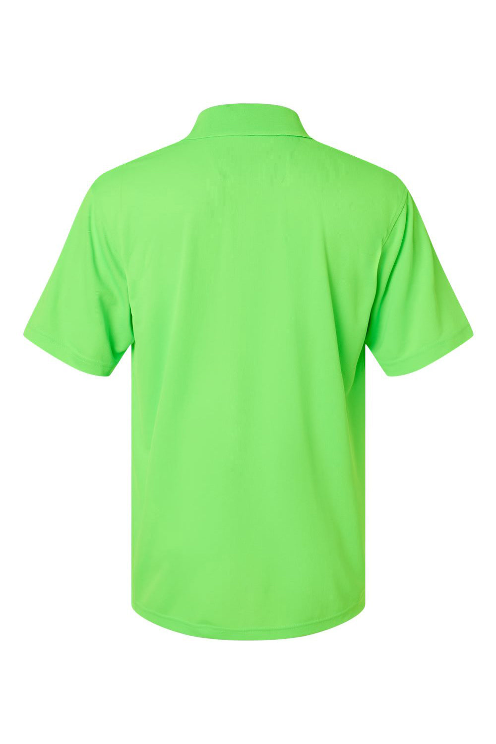 Paragon 100 Mens Saratoga Performance Mini Mesh Short Sleeve Polo Shirt Neon Lime Green Flat Back