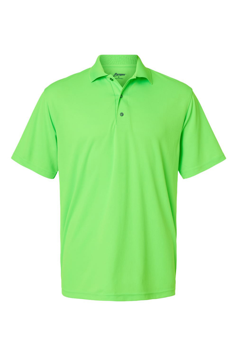 Paragon 100 Mens Saratoga Performance Mini Mesh Short Sleeve Polo Shirt Neon Lime Green Flat Front
