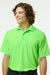 Paragon 100 Mens Saratoga Performance Moisture Wicking Mini Mesh Short Sleeve Polo Shirt Neon Lime Green Model Front