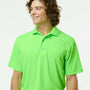 Paragon Mens Saratoga Performance Moisture Wicking Mini Mesh Short Sleeve Polo Shirt - Neon Lime Green - NEW