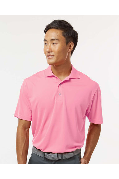 Paragon 100 Mens Saratoga Performance Mini Mesh Short Sleeve Polo Shirt Charity Pink Model Front