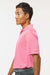 Paragon 100 Mens Saratoga Performance Moisture Wicking Mini Mesh Short Sleeve Polo Shirt Charity Pink Model Side