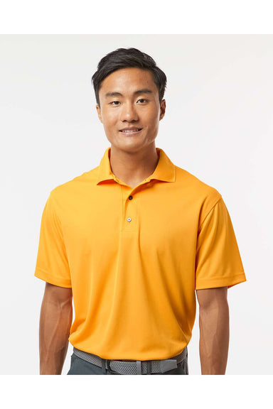 Paragon 100 Mens Saratoga Performance Mini Mesh Short Sleeve Polo Shirt Gold Model Front