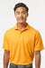 Paragon 100 Mens Saratoga Performance Moisture Wicking Mini Mesh Short Sleeve Polo Shirt Gold Model Front