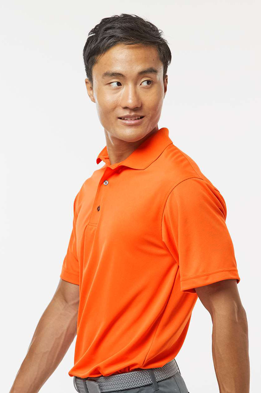Paragon 100 Mens Saratoga Performance Moisture Wicking Mini Mesh Short Sleeve Polo Shirt Orange Model Side
