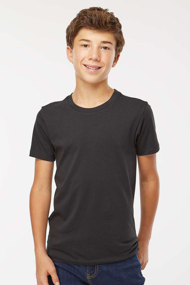 SoftShirts 402 Youth Organic Short Sleeve Crewneck T-Shirt Black Model Front