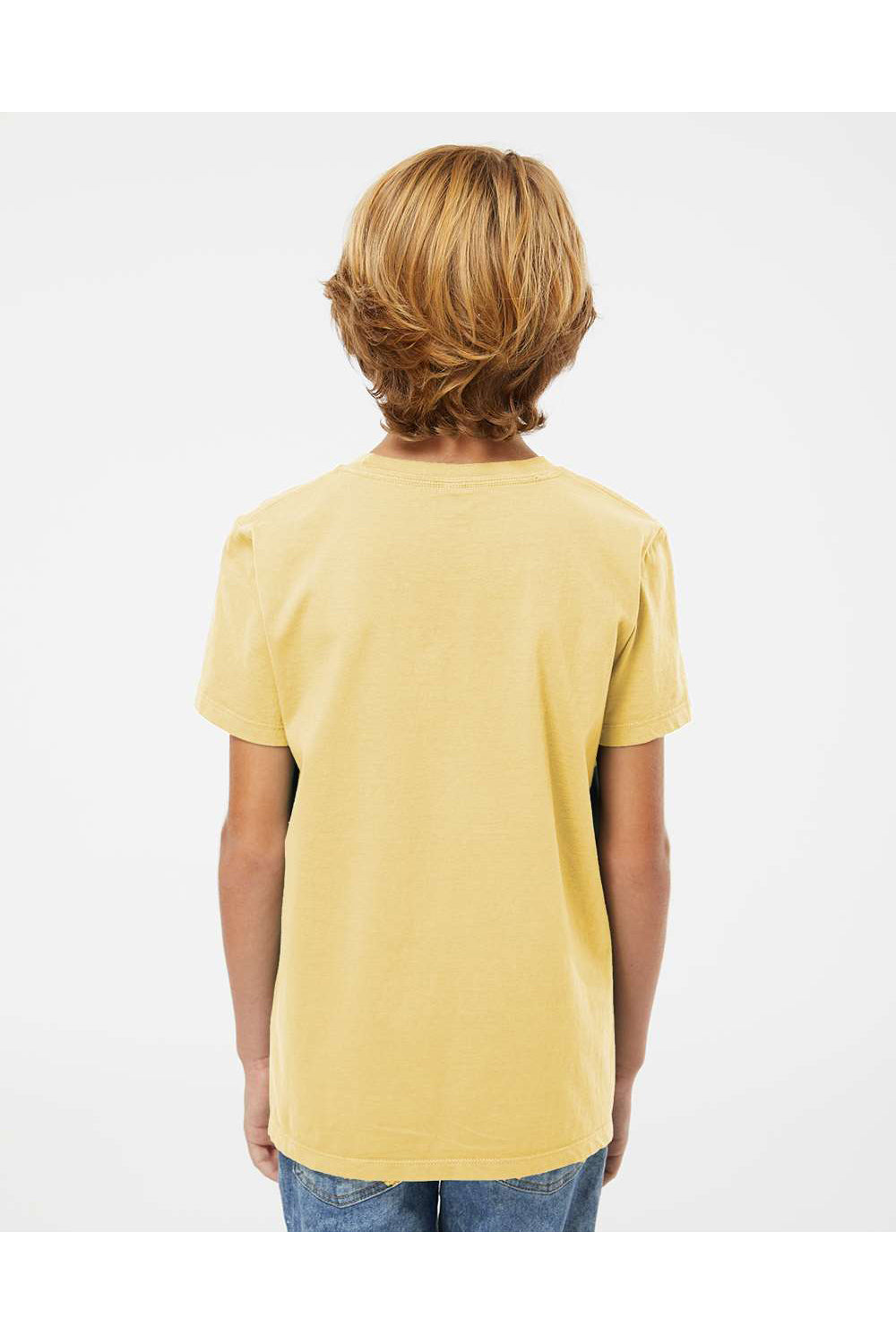 SoftShirts 402 Youth Organic Short Sleeve Crewneck T-Shirt Wheat Yellow Model Back