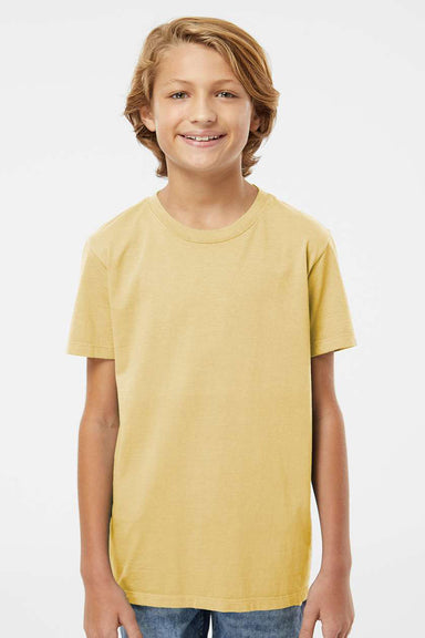 SoftShirts 402 Youth Organic Short Sleeve Crewneck T-Shirt Wheat Yellow Model Front