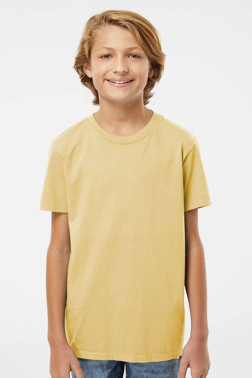 SoftShirts 402 Youth Organic Short Sleeve Crewneck T-Shirt Wheat Yellow Model Front