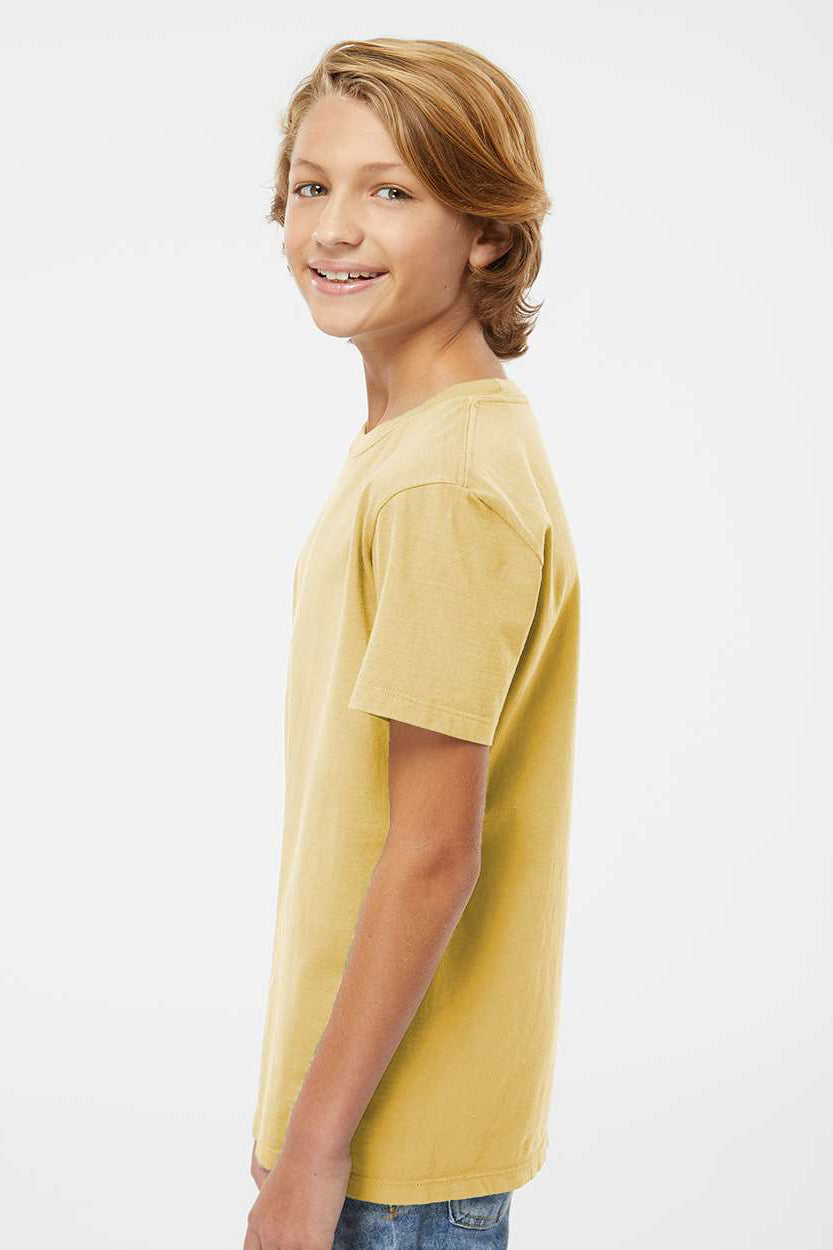 SoftShirts 402 Youth Organic Short Sleeve Crewneck T-Shirt Wheat Yellow Model Side