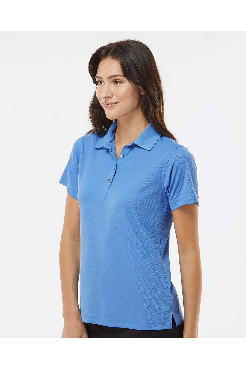 Paragon 104 Womens Saratoga Performance Mini Mesh Short Sleeve Polo Shirt Bimini Blue Model Side