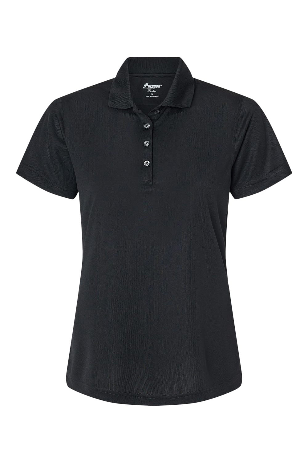 Paragon 104 Womens Saratoga Performance Moisture Wicking Mini Mesh Short Sleeve Polo Shirt Black Flat Front