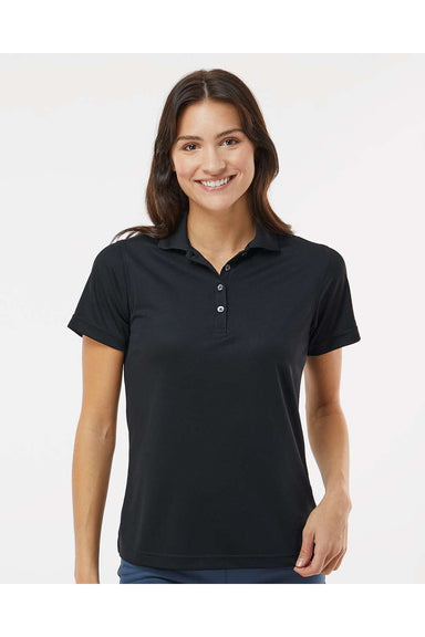 Paragon 104 Womens Saratoga Performance Mini Mesh Short Sleeve Polo Shirt Black Model Front