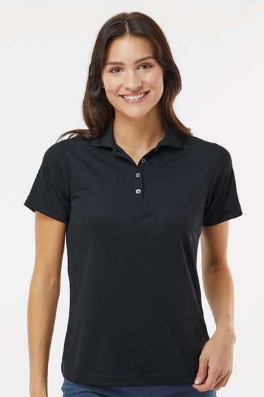 Paragon 104 Womens Saratoga Performance Moisture Wicking Mini Mesh Short Sleeve Polo Shirt Black Model Front