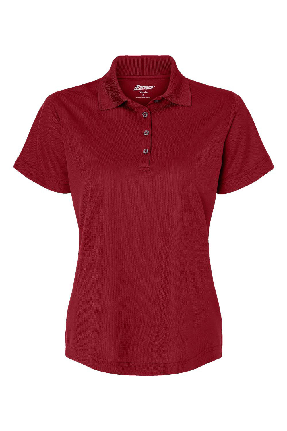 Paragon 104 Womens Saratoga Performance Moisture Wicking Mini Mesh Short Sleeve Polo Shirt Cardinal Red Flat Front