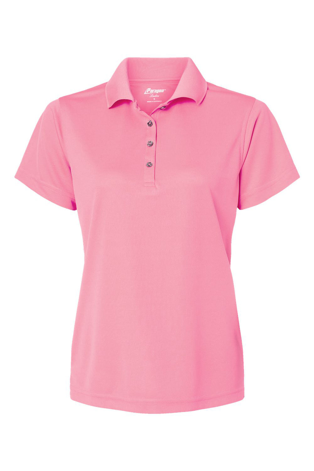 Paragon 104 Womens Saratoga Performance Mini Mesh Short Sleeve Polo Shirt Charity Pink Flat Front