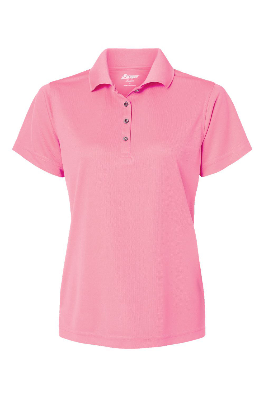 Paragon 104 Womens Saratoga Performance Moisture Wicking Mini Mesh Short Sleeve Polo Shirt Charity Pink Flat Front