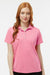 Paragon 104 Womens Saratoga Performance Moisture Wicking Mini Mesh Short Sleeve Polo Shirt Charity Pink Model Front