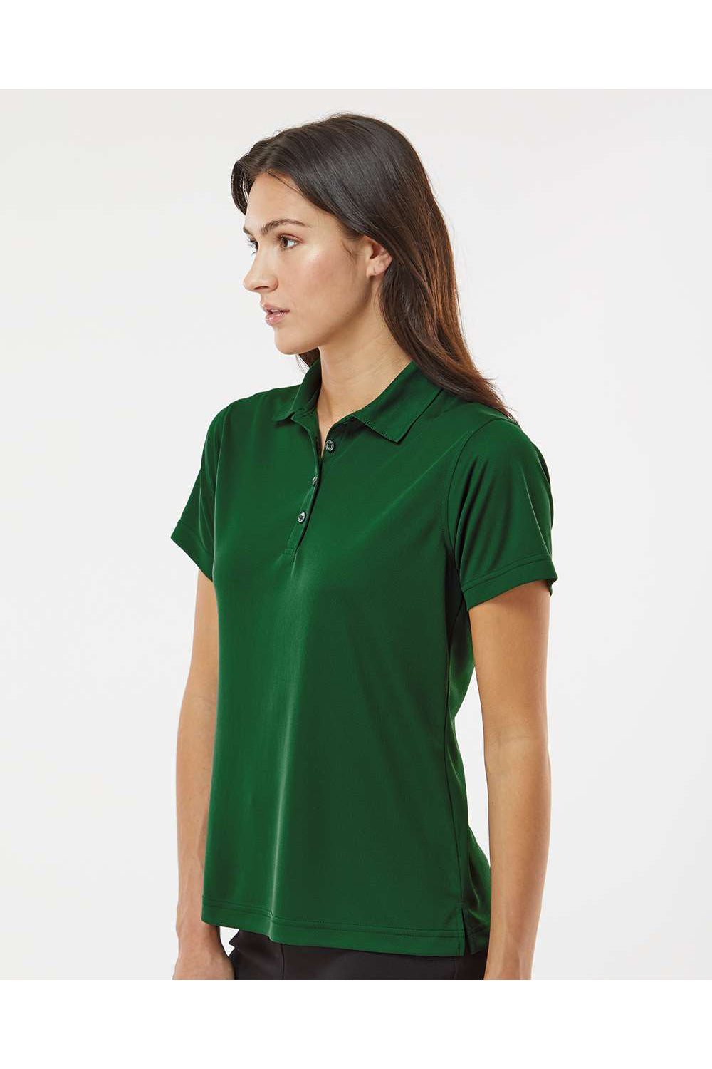 Paragon 104 Womens Saratoga Performance Mini Mesh Short Sleeve Polo Shirt Hunter Green Model Side