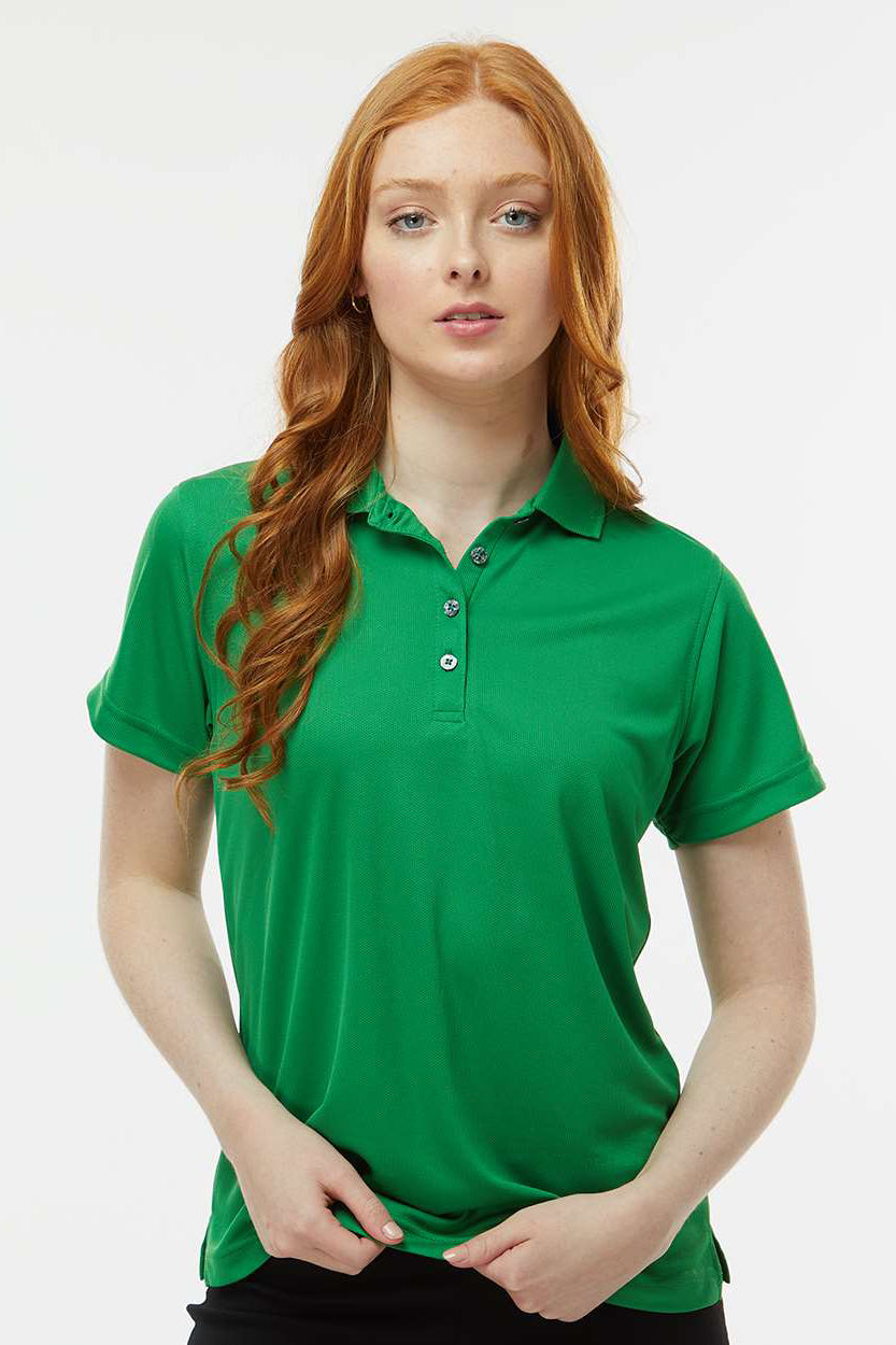 Paragon 104 Womens Saratoga Performance Moisture Wicking Mini Mesh Short Sleeve Polo Shirt Kelly Green Model Front