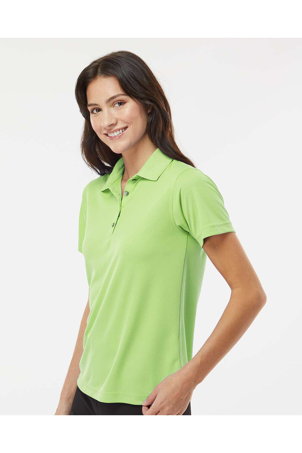 Paragon 104 Womens Saratoga Performance Mini Mesh Short Sleeve Polo Shirt Kiwi Green Model Side