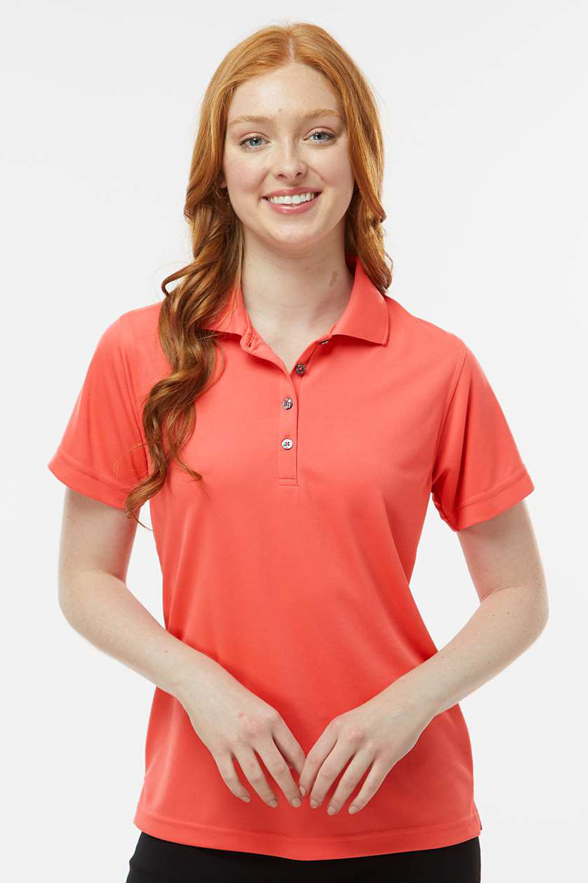 Paragon 104 Womens Saratoga Performance Moisture Wicking Mini Mesh Short Sleeve Polo Shirt Melon Model Front