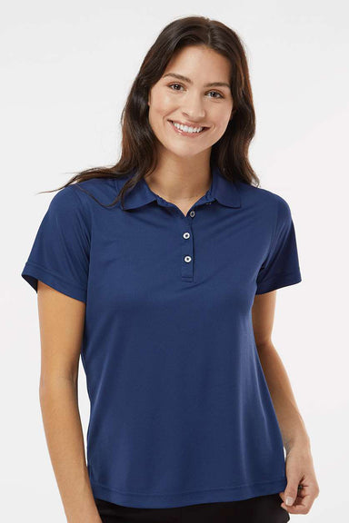Paragon 104 Womens Saratoga Performance Moisture Wicking Mini Mesh Short Sleeve Polo Shirt Navy Blue Model Front