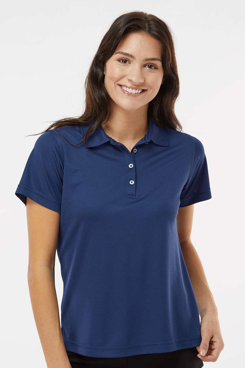 Paragon 104 Womens Saratoga Performance Moisture Wicking Mini Mesh Short Sleeve Polo Shirt Navy Blue Model Front