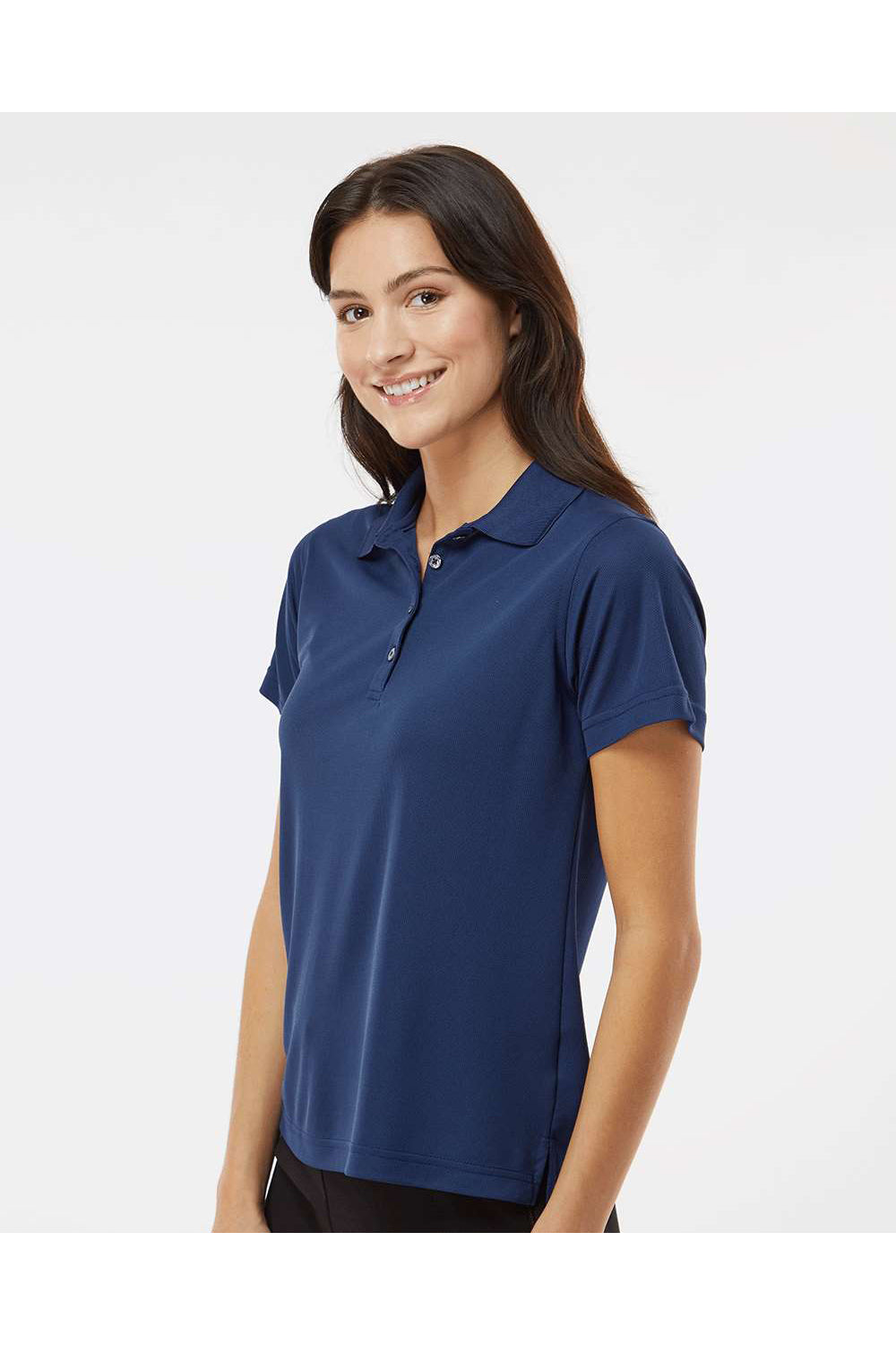 Paragon 104 Womens Saratoga Performance Mini Mesh Short Sleeve Polo Shirt Navy Blue Model Side
